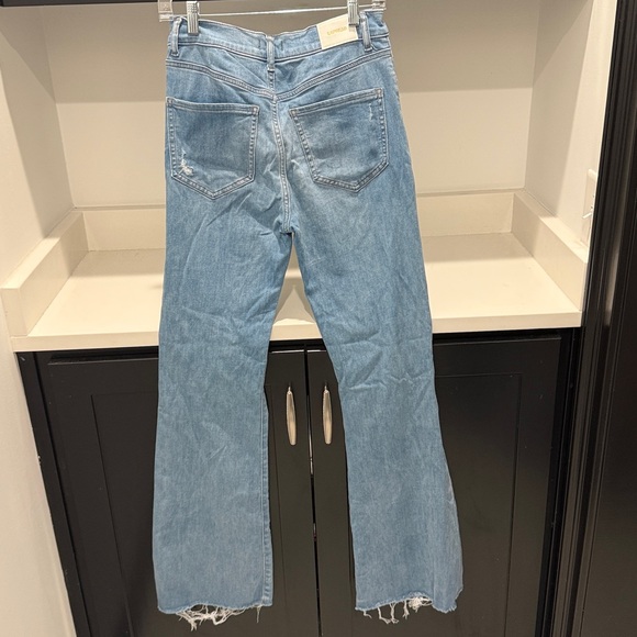 Express Light Blue Distressed Flare Jeans. Size 6R - Picture 5 of 7